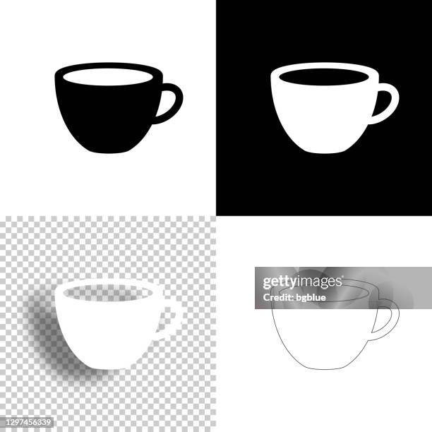 tasse. symbol für design. leere, weiße und schwarze hintergründe - liniensymbol - coffee cup stock-grafiken, -clipart, -cartoons und -symbole