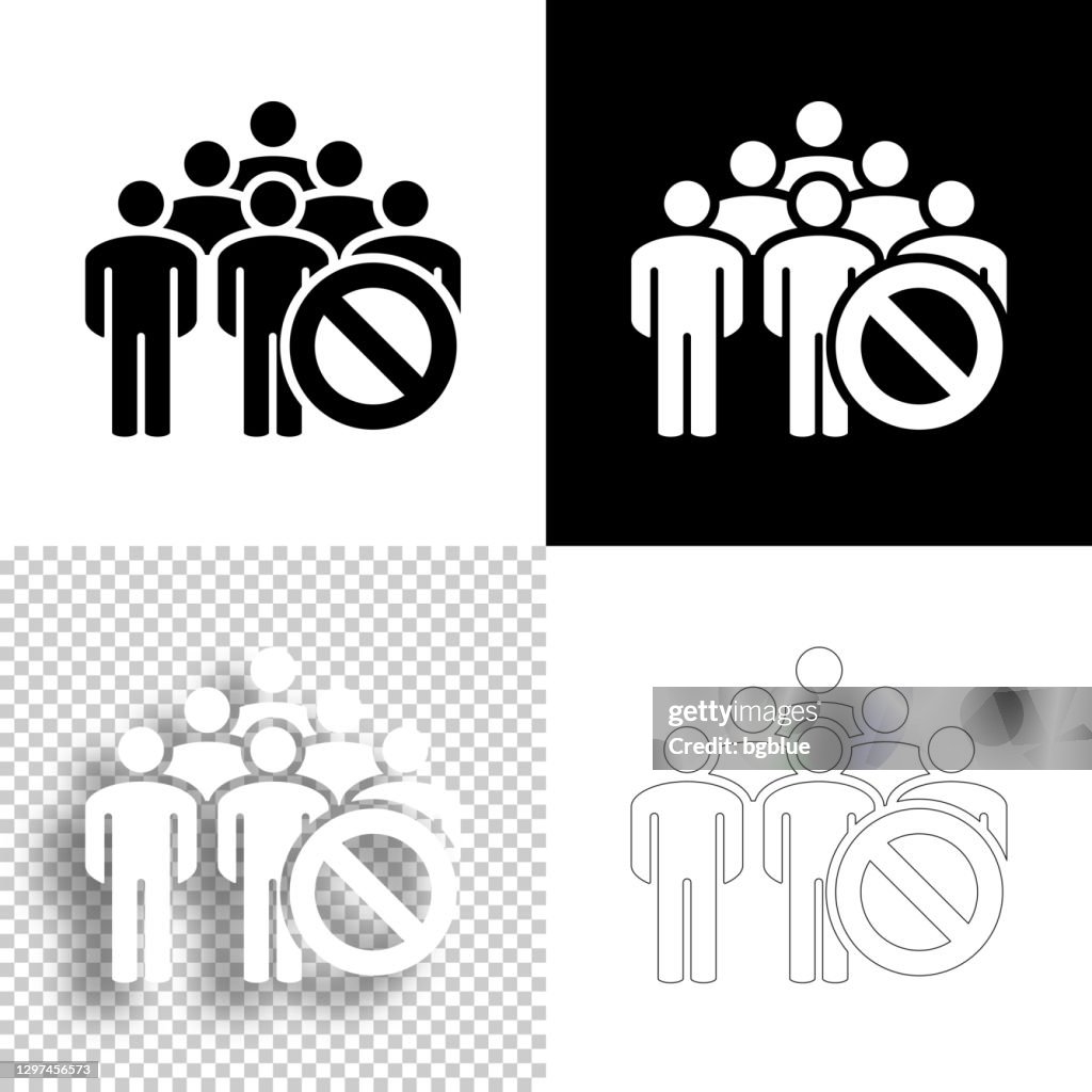 Avoid crowds - No gathering. Icon for design. Blank, white and black backgrounds - Line icon