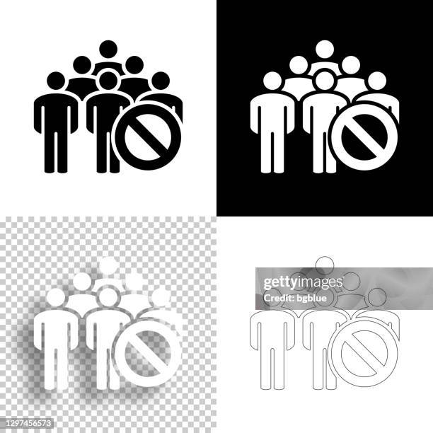 avoid crowds - no gathering. icon for design. blank, white and black backgrounds - line icon - exclusion icon stock illustrations