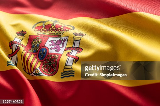 Spanish flag blowing in the wind.