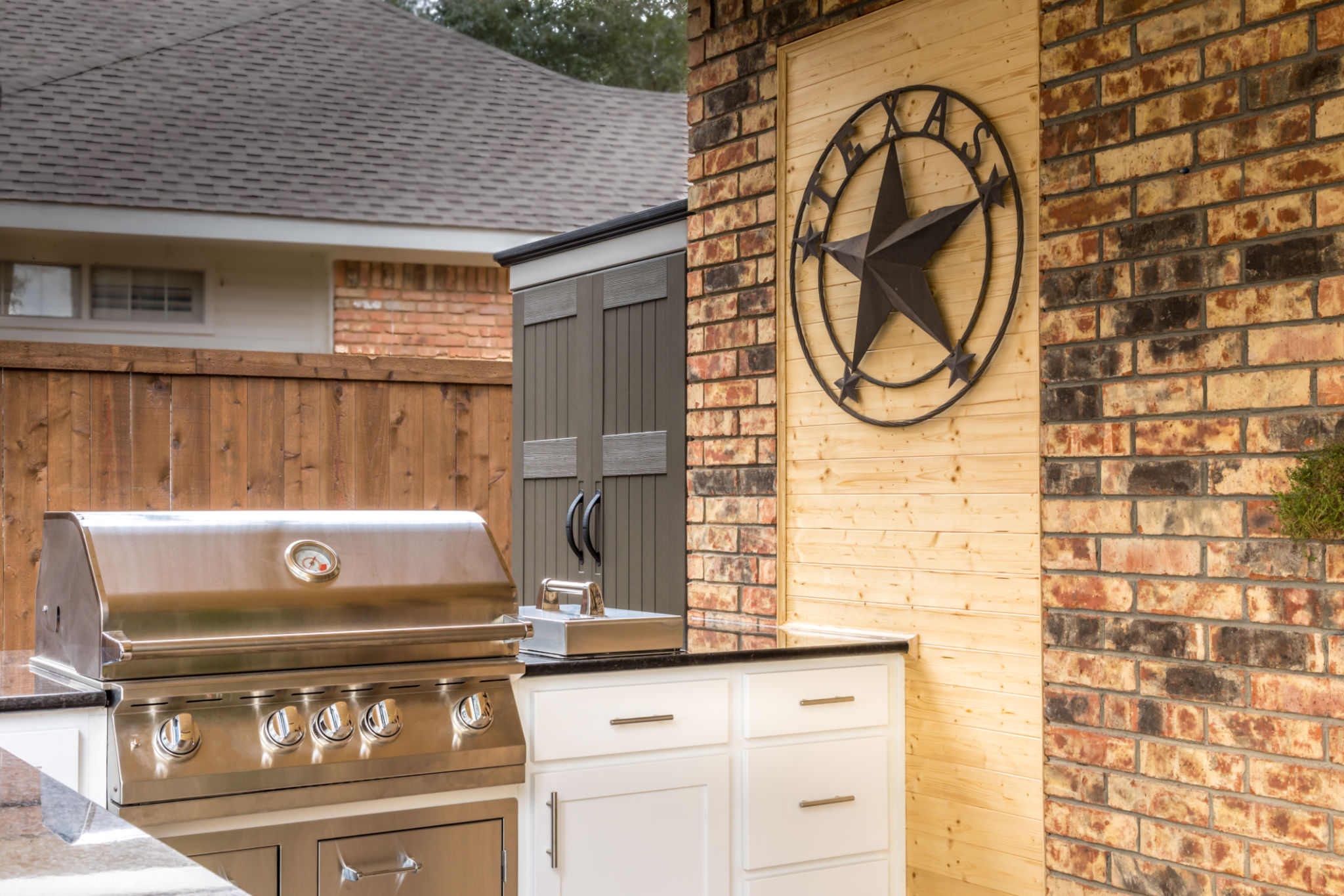 Modern outdoor kitchen that has been freshly built Modern outdoor kitchen that has been freshly built