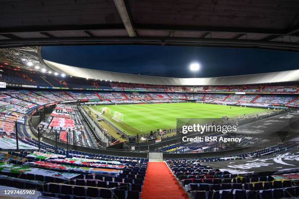 General view of De Kuip with hundreds of banners before the Dutch KNVB Cup match between Feyenoord and Heracles Almelo at De Kuip on January 20, 2021...