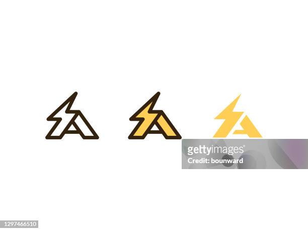 lightning letter a logo - speed logo stock illustrations