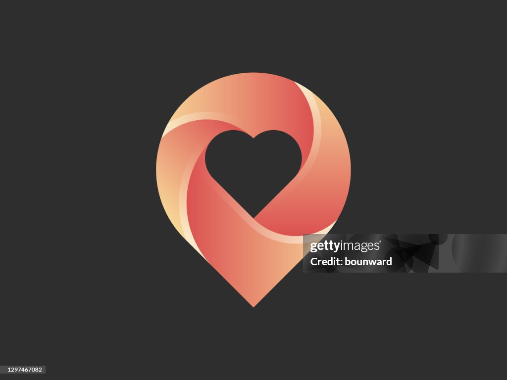 Abstract Heart Pin Map