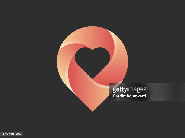 abstract heart pin map - brooch stock illustrations