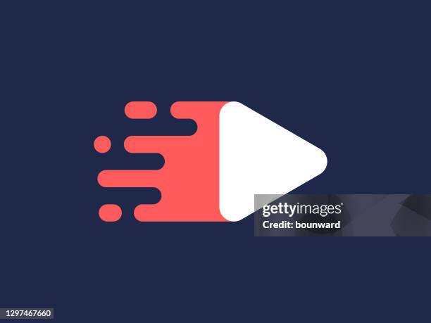 stockillustraties, clipart, cartoons en iconen met snel afspelen-knop verplaatsend logo - play button