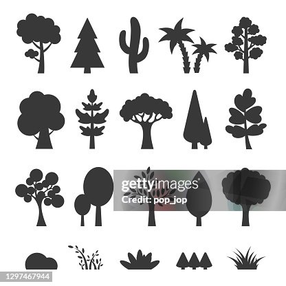 Träd Set - Vector Cartoon Illustration Träd Set - Vector Cartoon Illustration