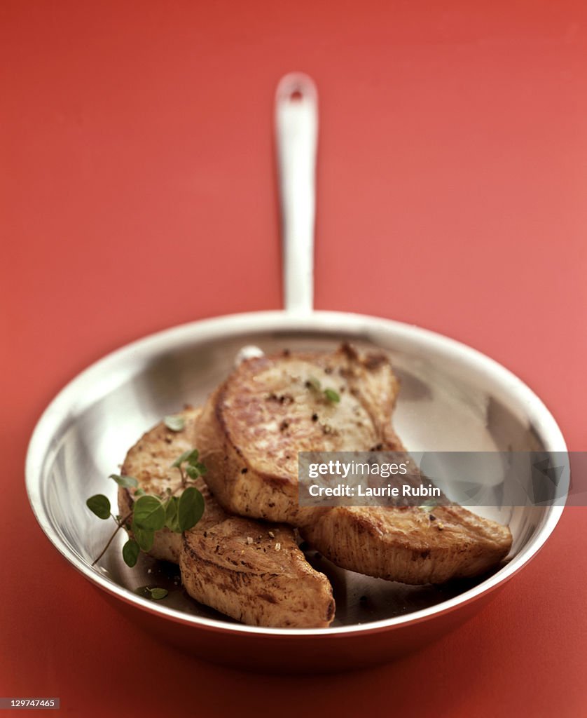 Two Pork Chops in a Pan