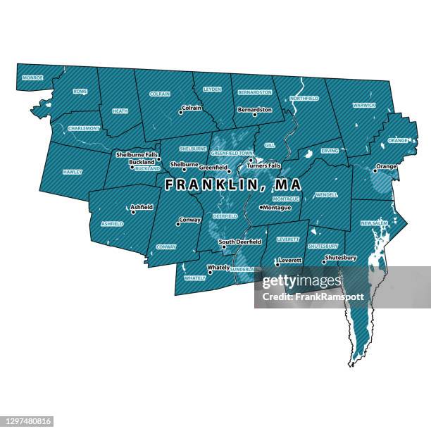 massachusetts franklin county vector map - greenfield stock illustrations