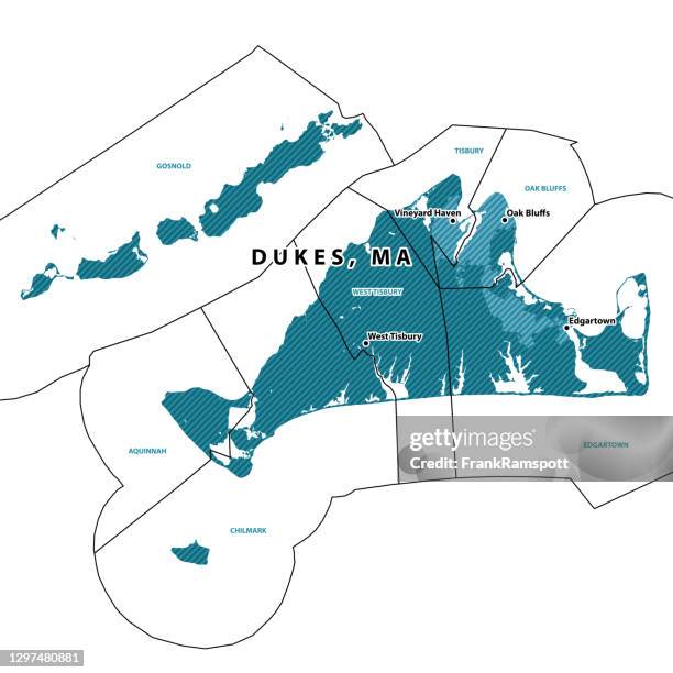 massachusetts dukes county vector map - marthas vineyard stock illustrations