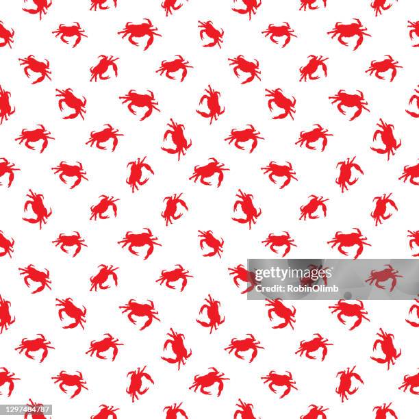 red sea crabs seamless pattern - crab meat stock illustrations