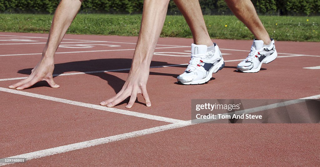 Athlete in starting permission on track