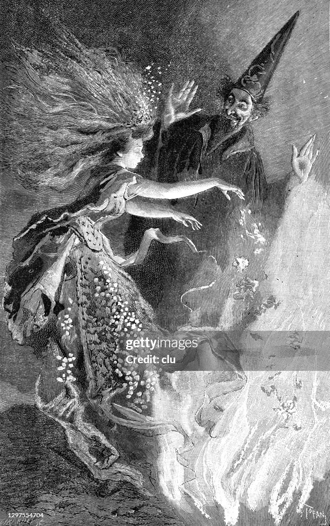 Magician with flying wife