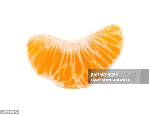 isolated tangerine segment - mandarine imagens e fotografias de stock