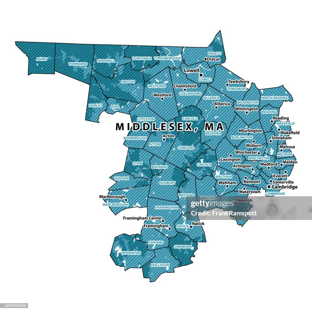 Massachusetts Middlesex County Vector Map