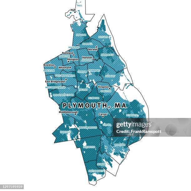 stockillustraties, clipart, cartoons en iconen met massachusetts plymouth county vector kaart - plymouth massachusetts