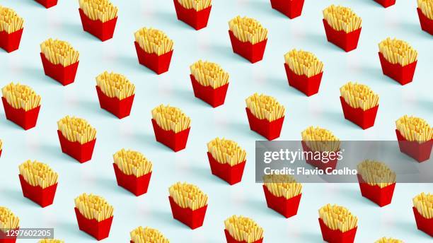 french fries low poly pattern background - fast food french fries stock-fotos und bilder