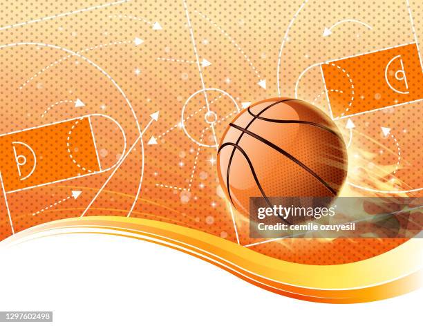 ilustraciones, imágenes clip art, dibujos animados e iconos de stock de campo de fuego de baloncesto - basketball background