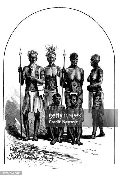baluba negroes from abiangi - men in loincloths stock illustrations