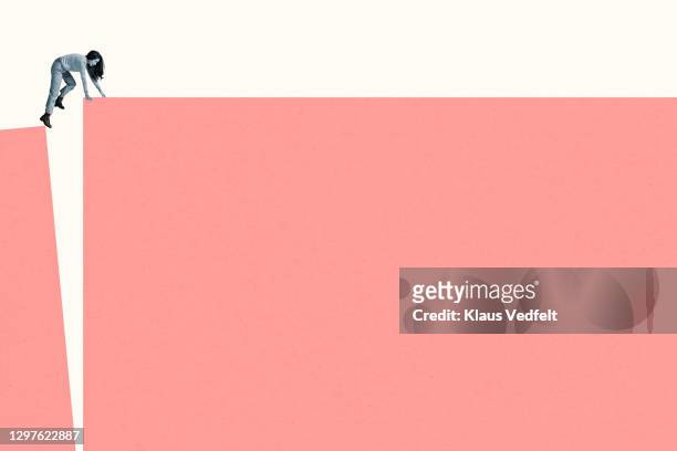 young woman climbing coral ramp - stereotypical stock pictures, royalty-free photos & images