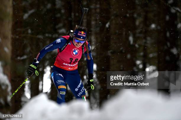 Dorothea Wierer of Italy competes during the Women 15 km Individual Competition at the BMW IBU World Cup Biathlon Antholz-Anterselva on January 21,...