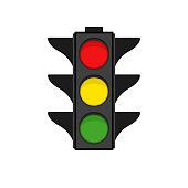 Traffic light on white background, vector illustration