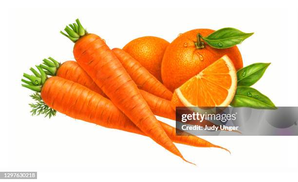 oranges and carrots - carrot stock illustrations