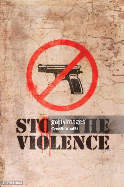 stop gun violence poster gang police shootings firearms stencil graffiti art - gun control stock illustrations