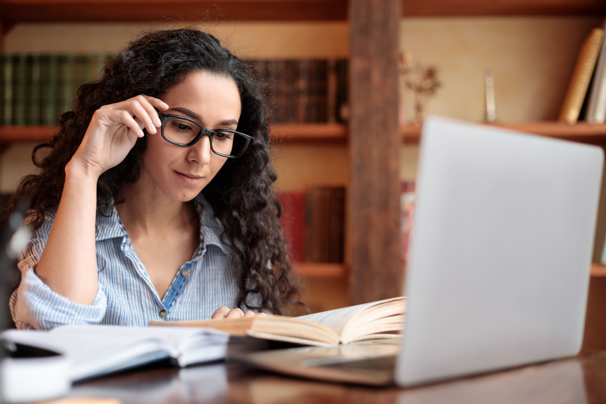 student reading history