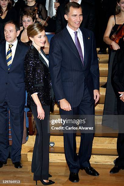 Prince Felipe of Spain and Princess Letizia of Spain attend "XX Musical Week" closing concert at the Auditorio Principe Felipe during the "Prince of...