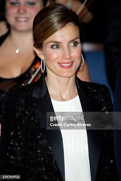 Princess Letizia of Spain attends "XX Musical Week" closing concert at the Auditorio Principe Felipe during the "Prince of Asturias Awards 2011" on...