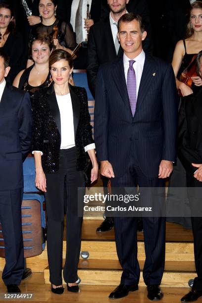 Prince Felipe of Spain and Princess Letizia of Spain attend "XX Musical Week" closing concert at the Auditorio Principe Felipe during the "Prince of...