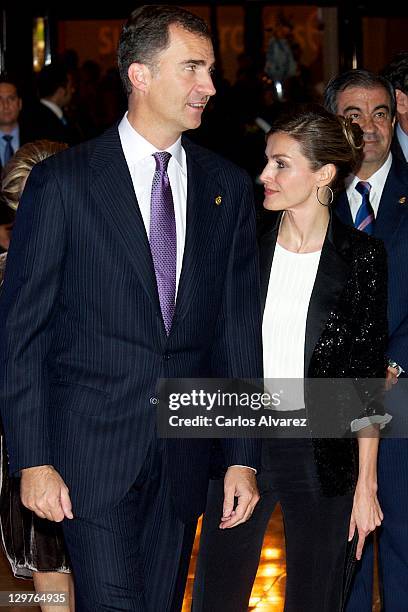 Prince Felipe of Spain and Princess Letizia of Spain attend "XX Musical Week" closing concert at the Auditorio Principe Felipe during the "Prince of...