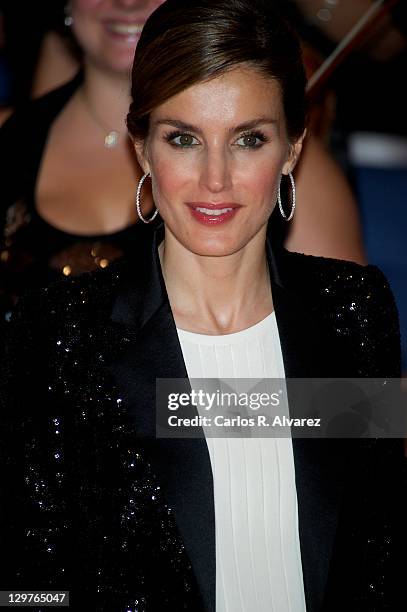 Princess Letizia of Spain attends "XX Musical Week" closing concert at the Auditorio Principe Felipe during the "Prince of Asturias Awards 2011" on...