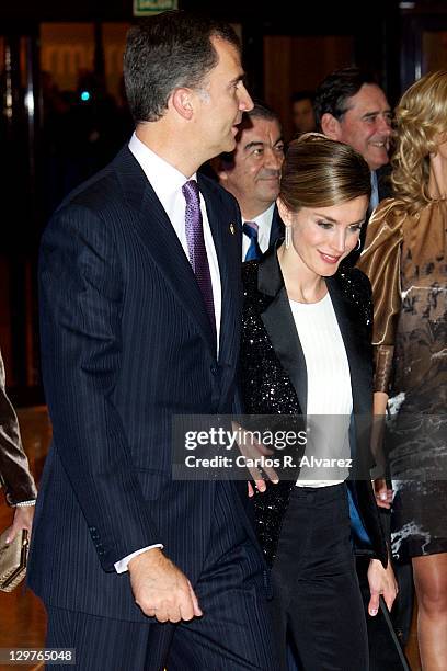 Prince Felipe of Spain and Princess Letizia of Spain attend "XX Musical Week" closing concert at the Auditorio Principe Felipe during the "Prince of...