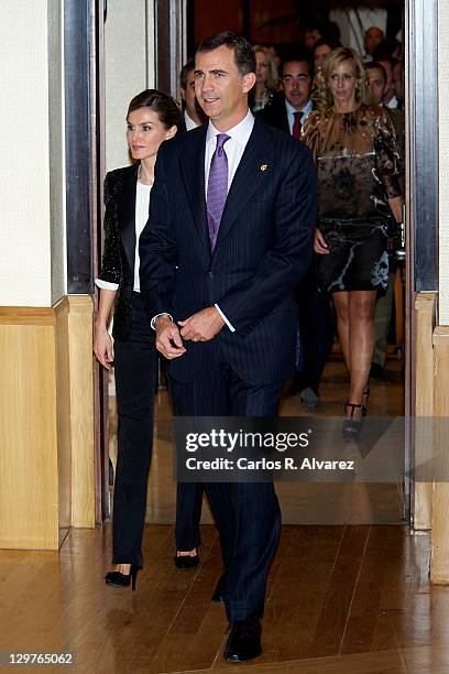 Prince Felipe of Spain and Princess Letizia of Spain attend "XX Musical Week" closing concert at the Auditorio Principe Felipe during the "Prince of...