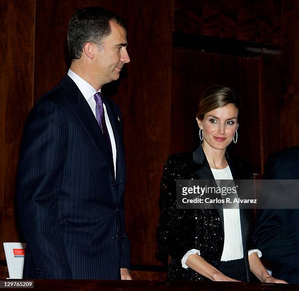 Prince Felipe of Spain and Princess Letizia of Spain attend "XX Musical Week" closing concert at the Auditorio Principe Felipe during the "Prince of...