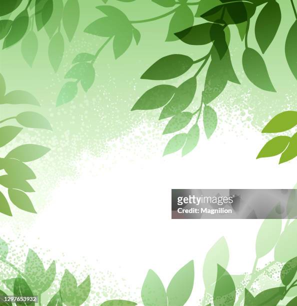 stockillustraties, clipart, cartoons en iconen met groene bladeren lente vector achtergrond - weelderige plantengroei