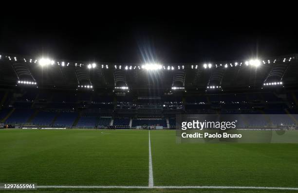 General view inside the stadium ahead of the Coppa Italia match between SS Lazio and Parma Calcio at Olimpico Stadium on January 21, 2021 in Rome,...