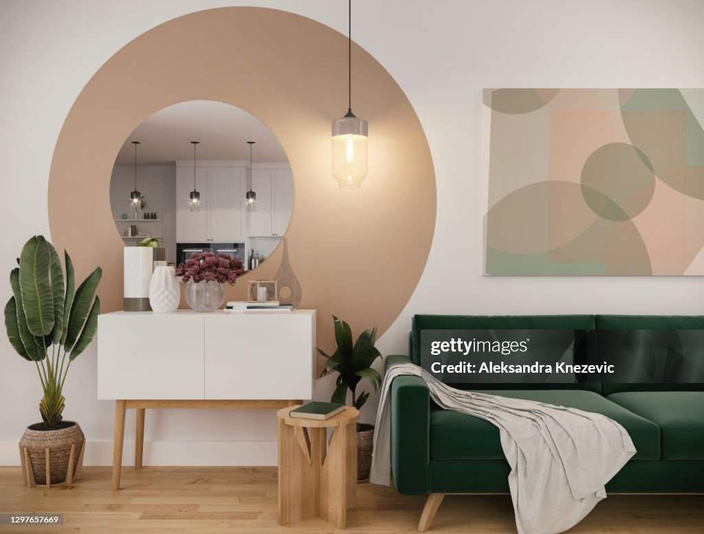 Small, colorful living room