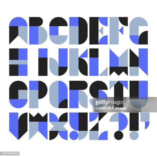 stockillustraties, clipart, cartoons en iconen met aangepast lettertypealfabet gemaakt met abstracte geometrische vormen - letter s