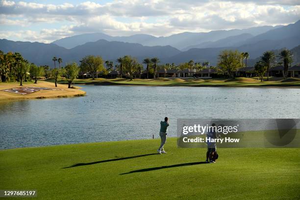 Brendan Steele plays his second shot on the ninth hole during the first round of The American Express tournament on the Jack Nicklaus Tournament...