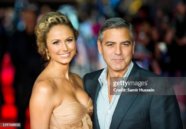Actor George Clooney and Stacy Keibler attend "The Descendants" premiere during the 55th BFI London Film Festival at Odeon Leicester Square on...