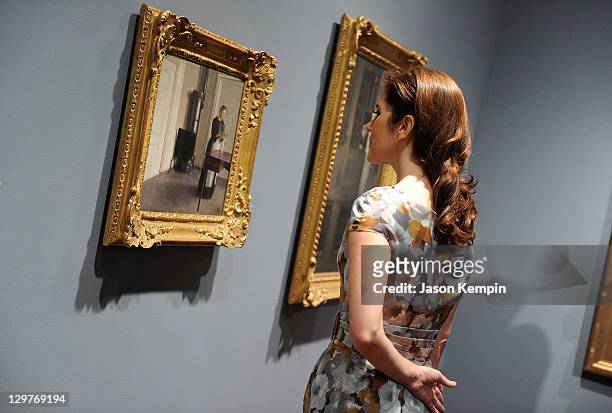 Princess Mary of Denmark attends the American-Scandinavian Foundation Centennial Exhibition Opening at Scandinavia House on October 20, 2011 in New...