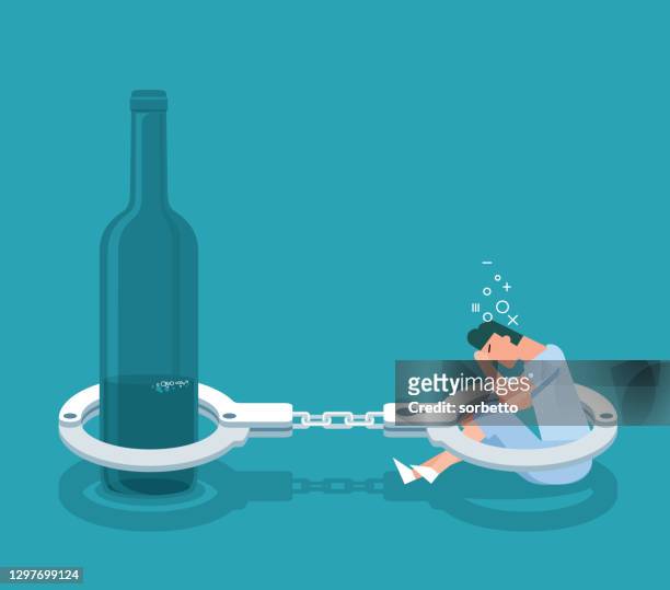 alcohol addiction - males - alcohol abuse stock illustrations