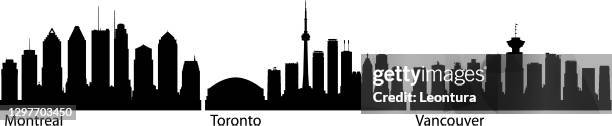 montreal, toronto und vancouver skylines (alle gebäude sind beweglich und vollständig) - vancouver skyline stock-grafiken, -clipart, -cartoons und -symbole