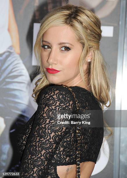 Actress Ashley Tisdale arrives at the Los Angeles Premiere "Footloose" at Regency Village Theatre on October 3, 2011 in Westwood, California.