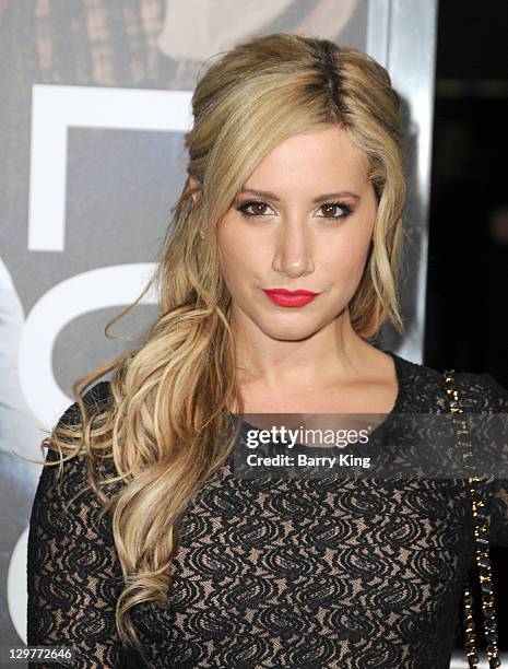 Actress Ashley Tisdale arrives at the Los Angeles Premiere "Footloose" at Regency Village Theatre on October 3, 2011 in Westwood, California.