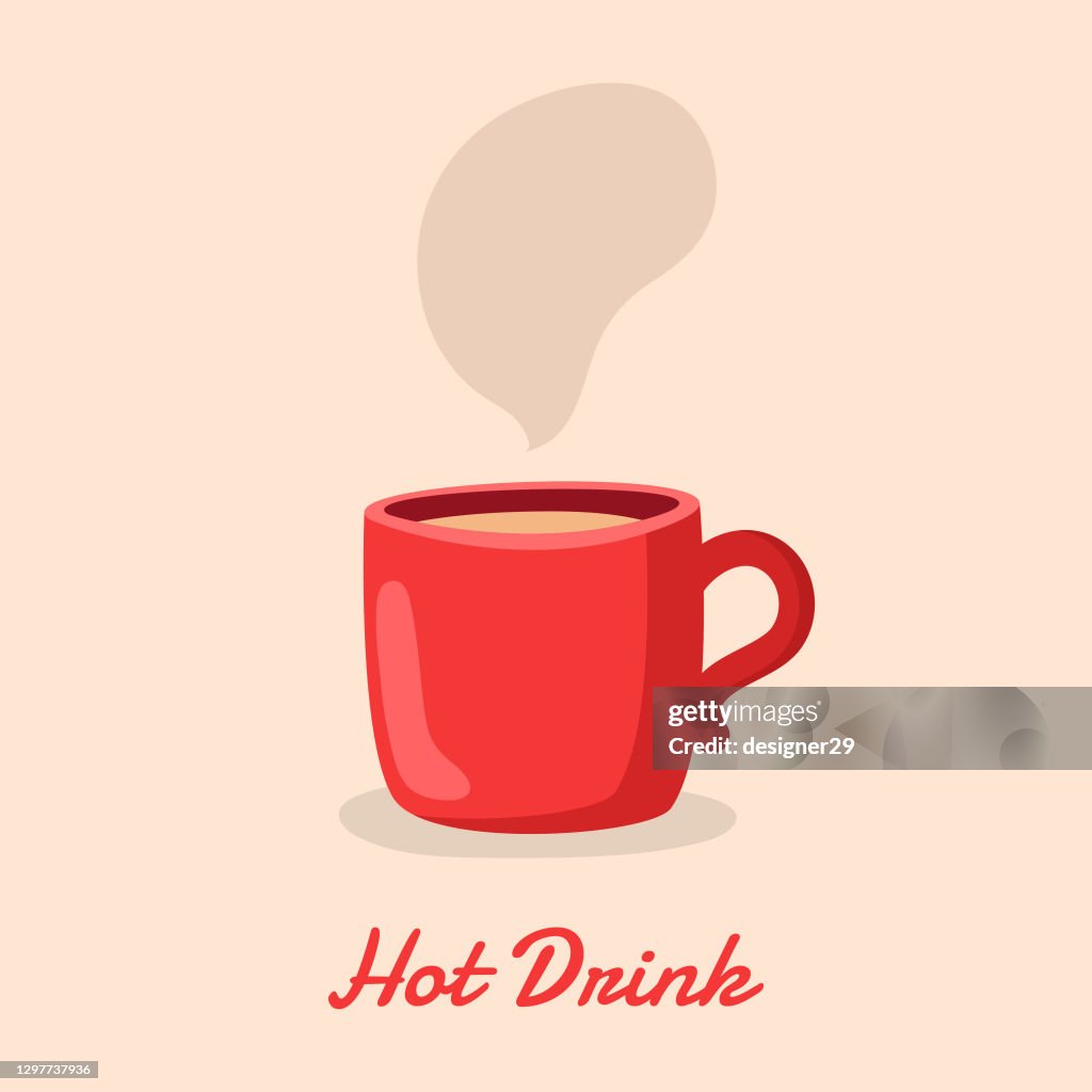 Icono de taza de café, té y mocha. Hot Drink Concept Vector Design.