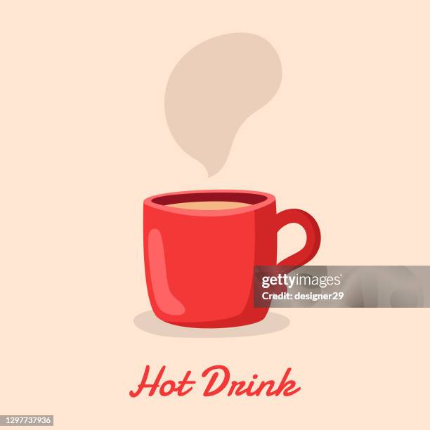 ilustraciones, imágenes clip art, dibujos animados e iconos de stock de icono de taza de café, té y mocha. hot drink concept vector design. - cup